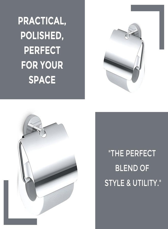 iBELL Toilet Paper Roll Holder for Bathroom | Stainless Steel Toilet Tissue Holder | Wall-Mounted Toilet Roll Stand | Bathroom Accessories - Chrome - Image 2